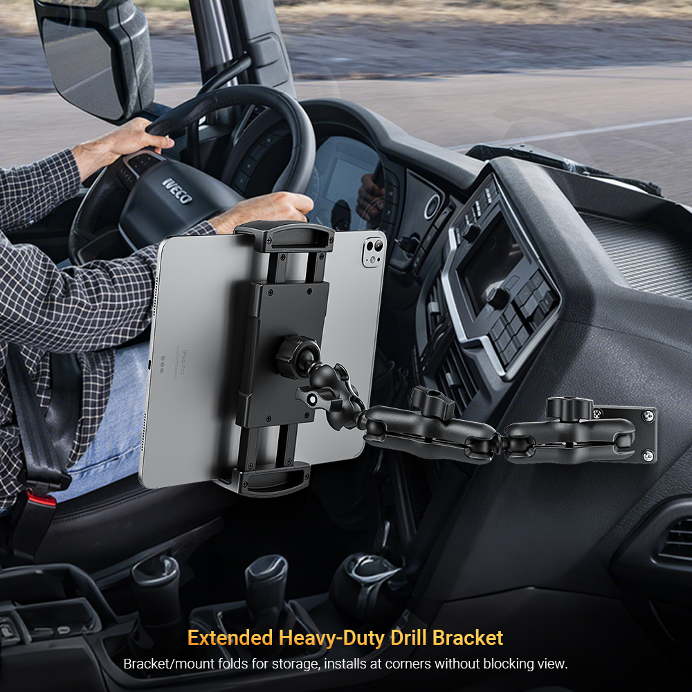 Heavy Duty Drill B<i></i>ase Tablet Mount for Car Truck - OHLPRO DK10S-P2B | Universal iPad Samsung Holder